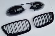 Brand New E92 E93 Pre-Lci Black Kidney Grilles &amp; Mirror Covers Set