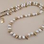 Classic Freshwater Pearl with Brass Beads Necklace Image 3