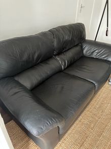 black leather sofa