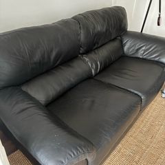 black leather sofa