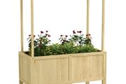Raised Bed with Roof, Drainage Holes, Fleece Lining, Weatherproof, Fir Wood, 110x60x152 cm