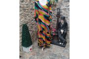 Vintage 60s 70s psychedelic abstract print maxi dress size small postage included