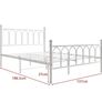 Double Metal Bed Frame 135 x 190 cm with Headboard and Footboard Heavy Duty Foundation,Metal Slat Support,White, Image 6