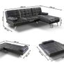 Black Corner Sofa Bed with Chaise Longue, Aroa xs Image 4