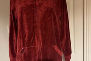 Esmara red wine velvet zipped hoodie with sequins size UK18 EU46 Postage included