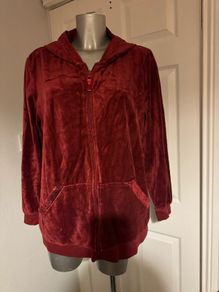 Esmara red wine velvet zipped hoodie with sequins size UK18 EU46 Postage included