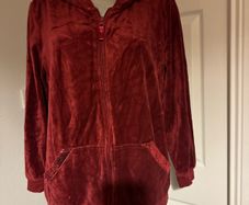 Esmara red wine velvet zipped hoodie with sequins size UK18 EU46 Postage included