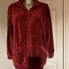 Esmara red wine velvet zipped hoodie with sequins size UK18 EU46 Postage included