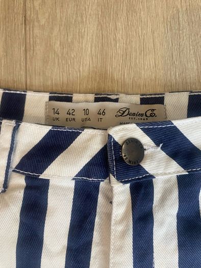 Navy and White Stripe Nautical Shorts UK 14