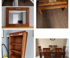 Full set solid heavy wood- dinning table/chairs, book cabinet, coff table, mirror, side tables