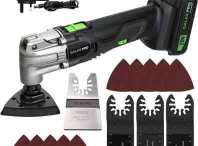 Oscillating Tools, 6 Variable Speed Oscillating Multifunction Tool, 5000-18000 OPM with 1.3Ah Li-ion Battery and Charger, 14 Accessories for Removal, Scraping, Cutting and Polishing (FREE POSTAGE)