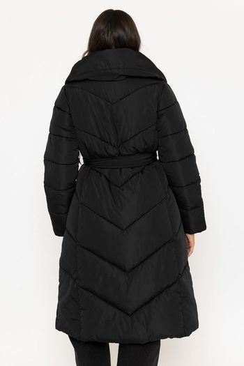 Black Longline Quilted Coat. New