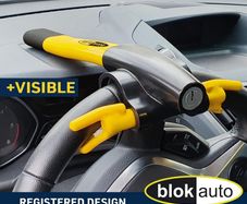 BLOKAUTO Steering Claw, Steering Wheel Lock for Cars, Mobile Homes, Trucks, Universal,Yellow