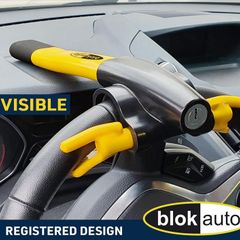 BLOKAUTO Steering Claw, Steering Wheel Lock for Cars, Mobile Homes, Trucks, Universal,Yellow