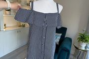 Brand-new Navy &amp; White Stripped Cold Shoulder Ladies Top from Dunnes Stores