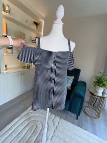 Brand-new Navy & White Stripped Cold Shoulder Ladies Top from Dunnes Stores