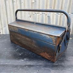 Vintage WESMA metal toolbox with original patina