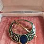 Vintage Celtic Penannular Brooch Green and Navy Image 3