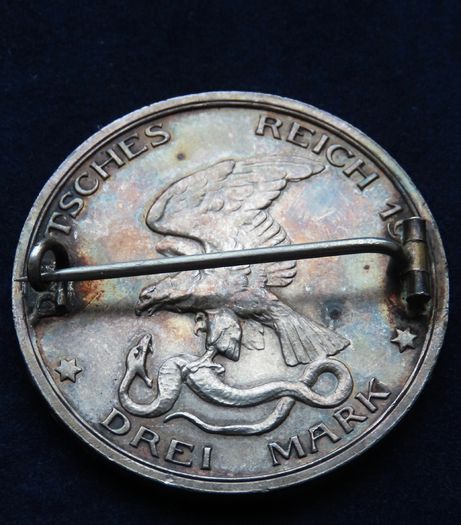 1913 Prussia Rare Silver antique Napoleon war coin badge medal