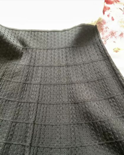 Karen Millen Black, Blue and White Knit Skater Dress