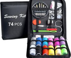 DIY Sewing Supplies with Sewing Accessories, Portable Mini Sewing Kit for Beginner, Traveller and Emergency Clothing Fixes, with Premium Black Carrying Case