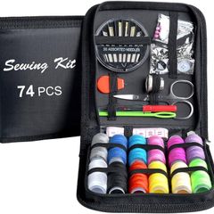 DIY Sewing Supplies with Sewing Accessories, Portable Mini Sewing Kit for Beginner, Traveller and Emergency Clothing Fixes, with Premium Black Carrying Case
