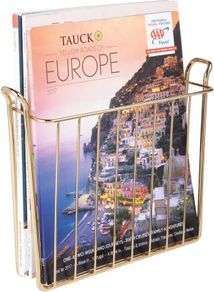 Newspaper Holder for Your Home Wall Mounted Newspaper and Magazine Rack for The Bathroom, Kitchen or Office Newspaper Rack Made of Metal Soft Brass