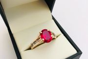 Brand New 10ct Yellow Gold Ruby Solitaire Ring