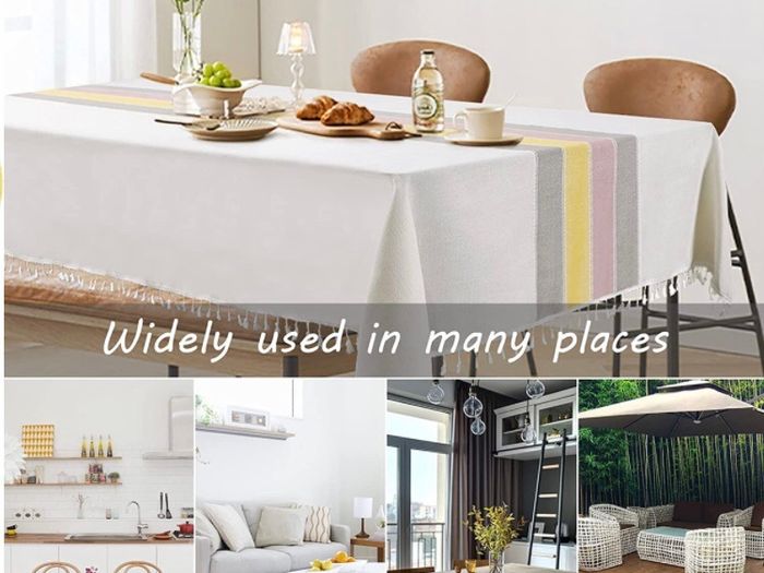 Washable Stitching Tassel Table Cloth Cotton Linen Tablecloth Rectangular Dust-Proof Table Cover (MULTIPLE SIZES, SEE DESCRIPTION"