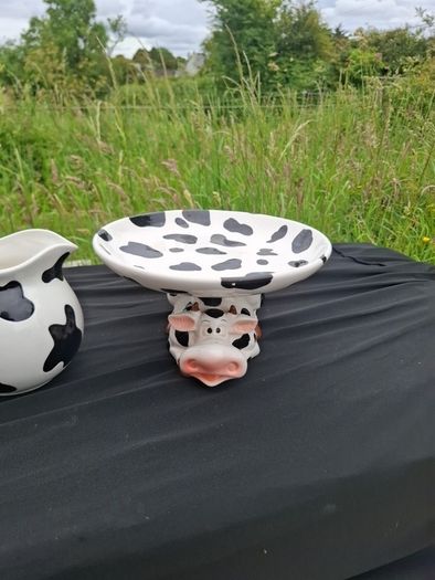 Cow ceramic water jug and fruit bowl postage possible
