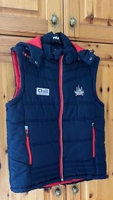 O'Neills CORK GAA Padded Puffer Gilet  jacket Navy. CORCAIGH. Detachable hood.  Size small adult. In Excellent condition