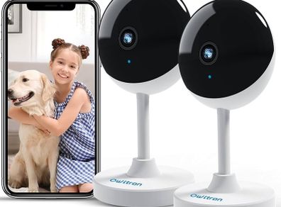 2K Indoor Camera,Owltron Home Security Camera for Baby & Elder, Pet Camera with Motion Detection, Night Vision, 2-Way Talk WiFi Camera, Baby Monitor Works with APP & Alexa- 2 Pack