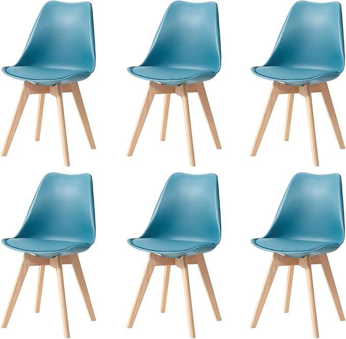 Set of 6 Dining Chairs, Padded Chairs