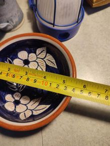 Handmade bowl with flowers in enamelled clay from Portugal