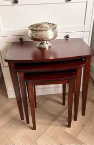 Refreshed - Mid-Century mahogany nest of 3 tables
