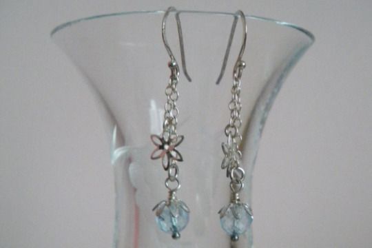 Blue Topaz, Sterling silver earrings, December birthstone,Drop earrings