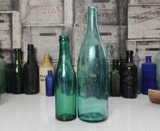428 - Set of 2 Vintage Turquoise Collectible Decorative Bottles