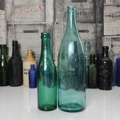 428 - Set of 2 Vintage Turquoise Collectible Decorative Bottles