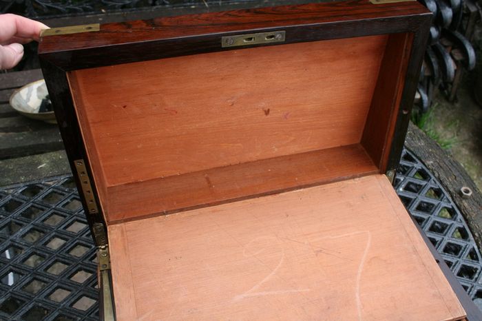 Antique Wooden Writing Box 19th century ,Brass fittings