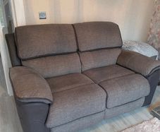 2 x Potts Grey 2 Seater Manual Recliner Sofas (Excellent Condition)