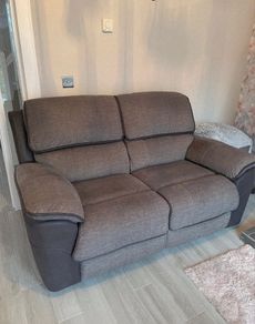 2 x Potts Grey 2 Seater Manual Recliner Sofas (Excellent Condition)