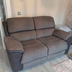 2 x Potts Grey 2 Seater Manual Recliner Sofas (Excellent Condition)