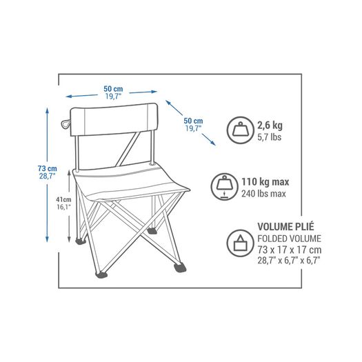 2 Folding Camping Chairs QUECHUA Decathlon