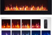 40"/102cm Electric Fireplace, Wall Mounted, Recessed, 9 Colour Flame Effect, Media Wall Compatible, 900W - 1800W Heater, Remote Control
