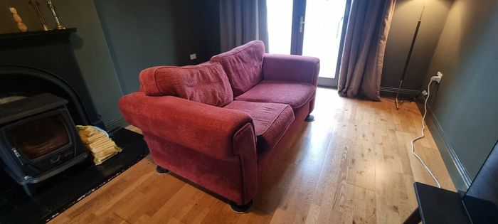 Well made two-seater fabric sofa for DIY enthusiast