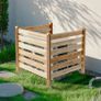 3 Panel Slatted Air Conditioner Fence Screen, Pool Equipment Enclosure with Metal Stakes 36" W x 36" Image 5