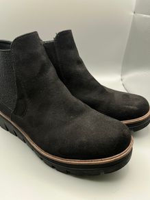 Ladies Rieker Warm Lined Suede Chunky Ankle Boots - Midnight Black -EU40 UK 6.5