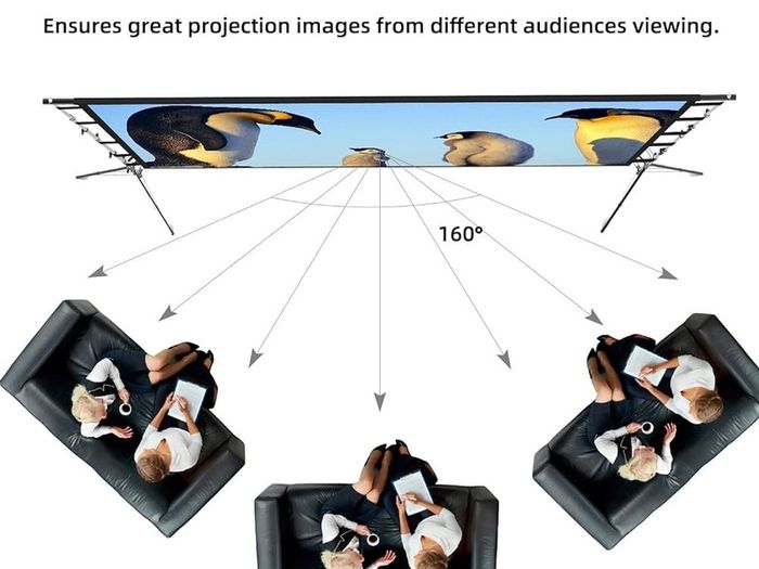 FREE EXPRESS SHIPPING Projector Screen and Stand, Projector Screen 100 Inch 4k HD, Outdoor Projector Screen 16 9 Wrinkle Free Design for Backyard Movie Night And (Easy to Clean 160 Degree Viewing Angle A Carry Bag)
