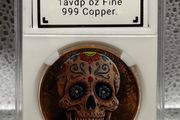 1avdp oz Fine 999 Copper Bullion Sugar Skull Round.