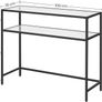Console table, side table with 2 shelves, tempered glass, storage shelf, metal frame, adjustable feet, for living room, hallway, black Image 5